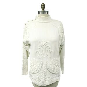 VTG 80s 90s Marisa Christina Sweater Embroidered Beaded XL Tunic